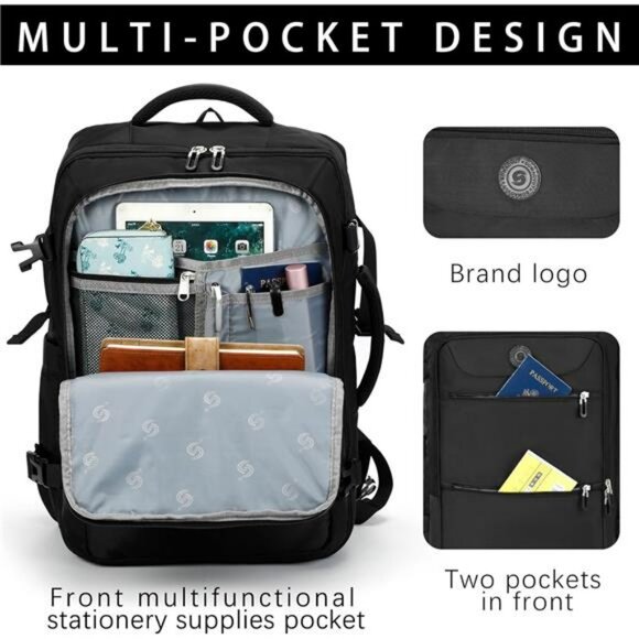 Extra large travel laptop backpack flight approved carry on bag for men women bl - Picture 6 of 8